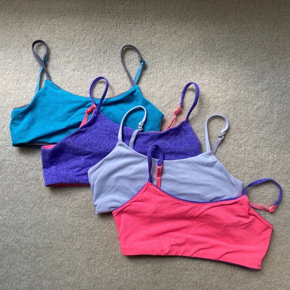Set of four reversible Bleuet teen/tween bralettes
